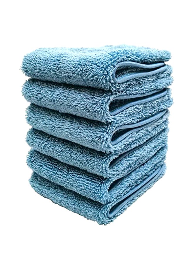6-Piece Microfiber Face Towel Blue 13x13inch