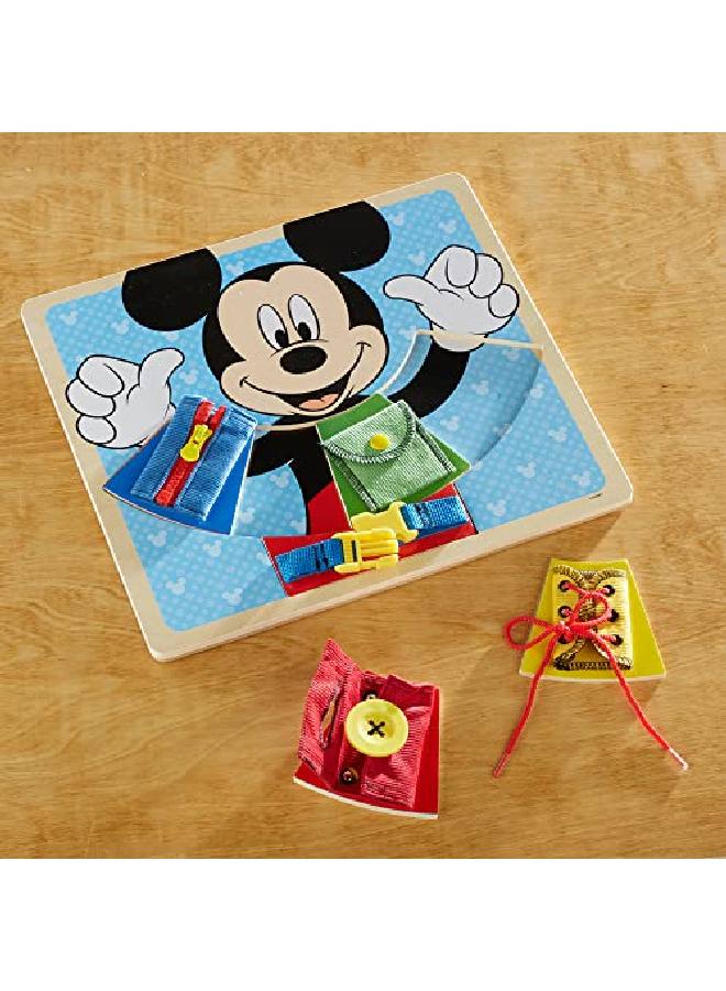 Mickey Mouse Clubhouse Wooden Basic Skills Board Zip Lace Tie Buckle Button And Snap