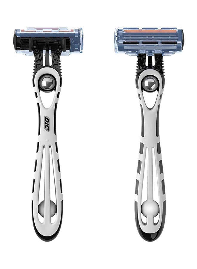 Pack Of 2 Bic Flex 5 Blade Razor Black/White