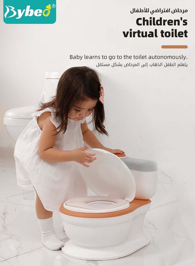 Baby Potty Training Seat, Kid Size Potty, Realistic Potty Training Toilet with Lid Back, Babies Toilets with a Brush and 100pcs Clean Bag, for Toddlers Infants Kids Boys Girls, Easy to Empty and Clean