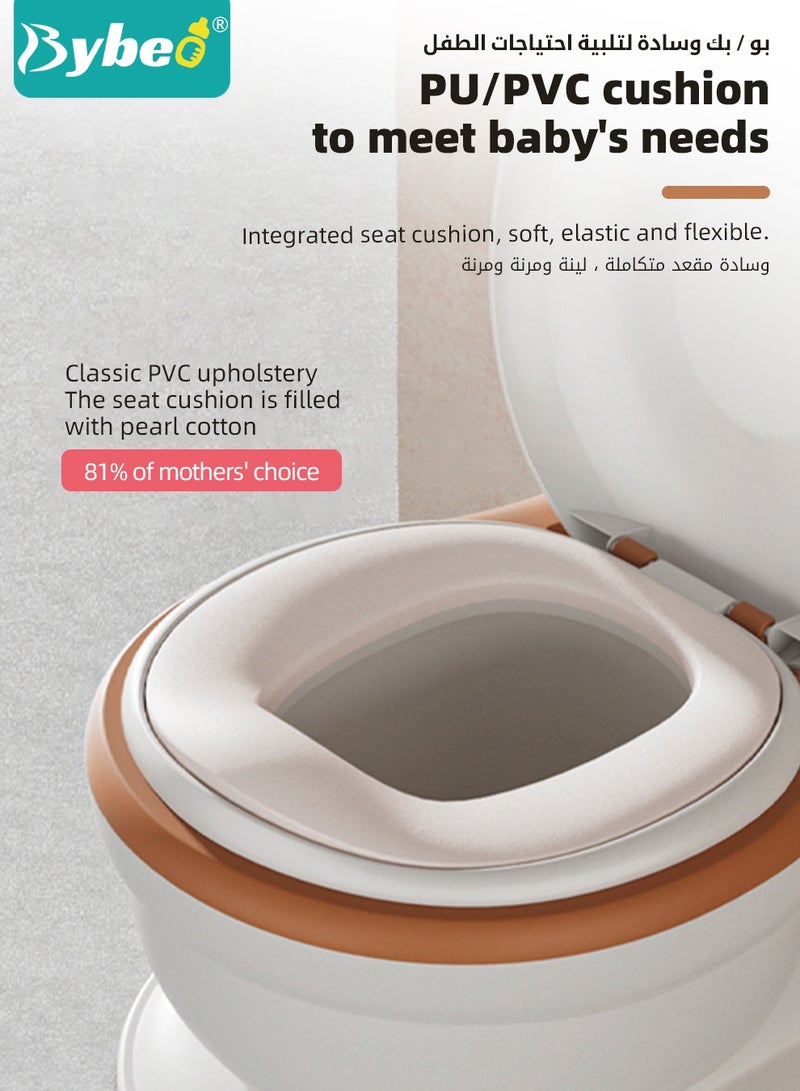 Baby Potty Training Seat, Kid Size Potty, Realistic Potty Training Toilet with Lid Back, Babies Toilets with a Brush and 100pcs Clean Bag, for Toddlers Infants Kids Boys Girls, Easy to Empty and Clean