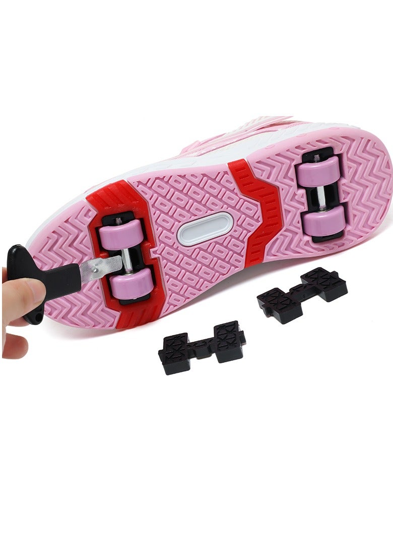 Four Wheels Roller Skate Shoes Outdoor Sport Sneaker Automatic Walking Shoes for Kids