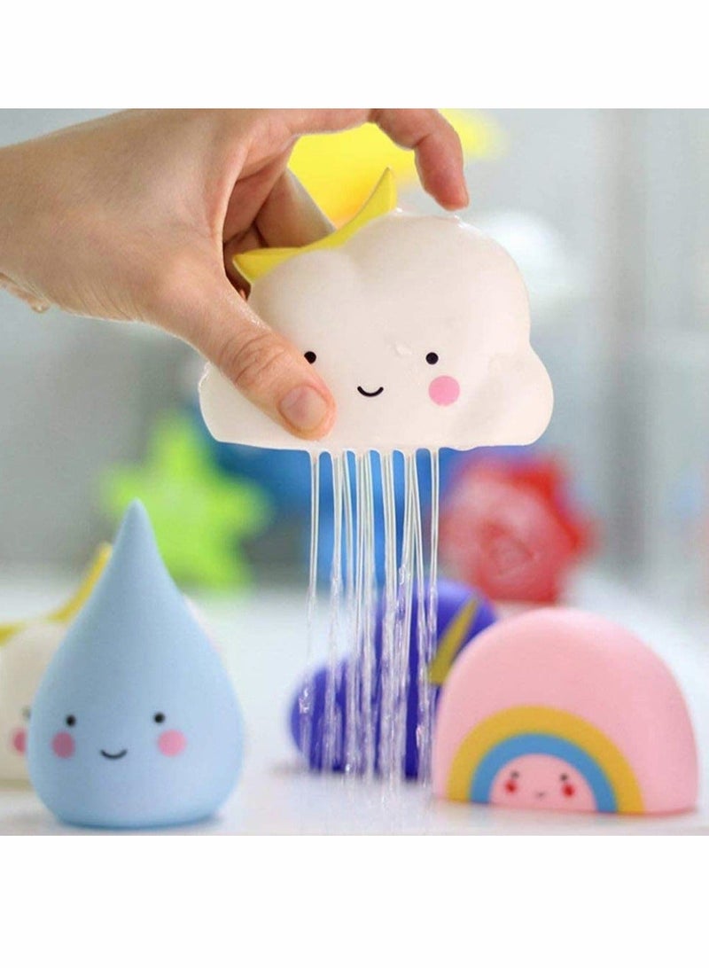 4 Pack Bathtub Toy Children's Soft Water Toys Bath for Toddlers Hair Wash Tool Swimming Pool Gift Set Types Include Rain Cloud Rainbow Thunder