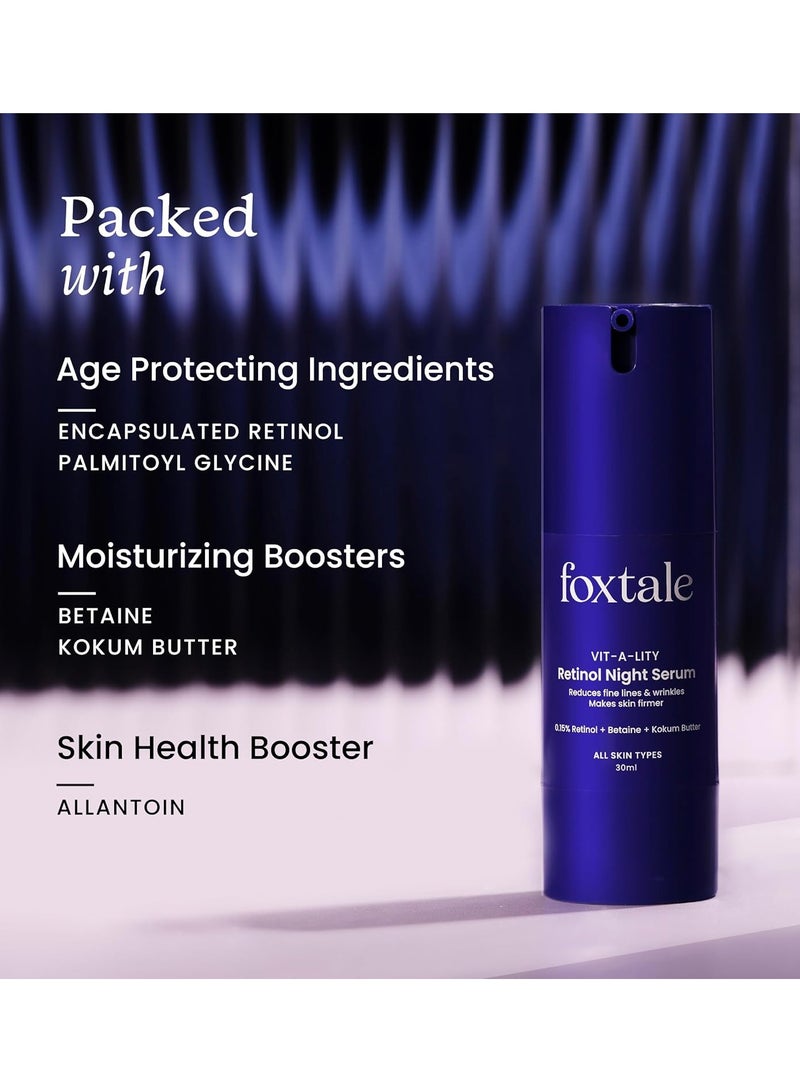 Foxtale 0.15% Beginner Friendly Retinol Night Serum for Anti Aging Retinol Night Cream 30 ml