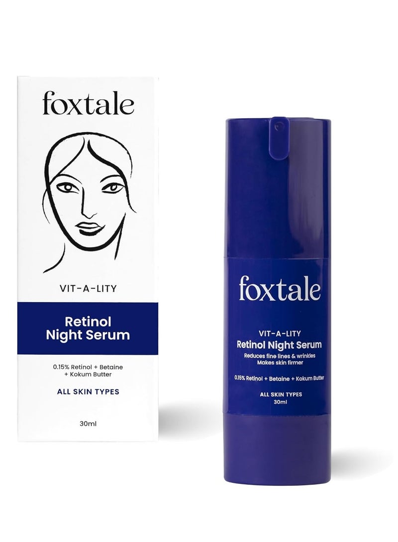 Foxtale 0.15% Beginner Friendly Retinol Night Serum for Anti Aging Retinol Night Cream 30 ml