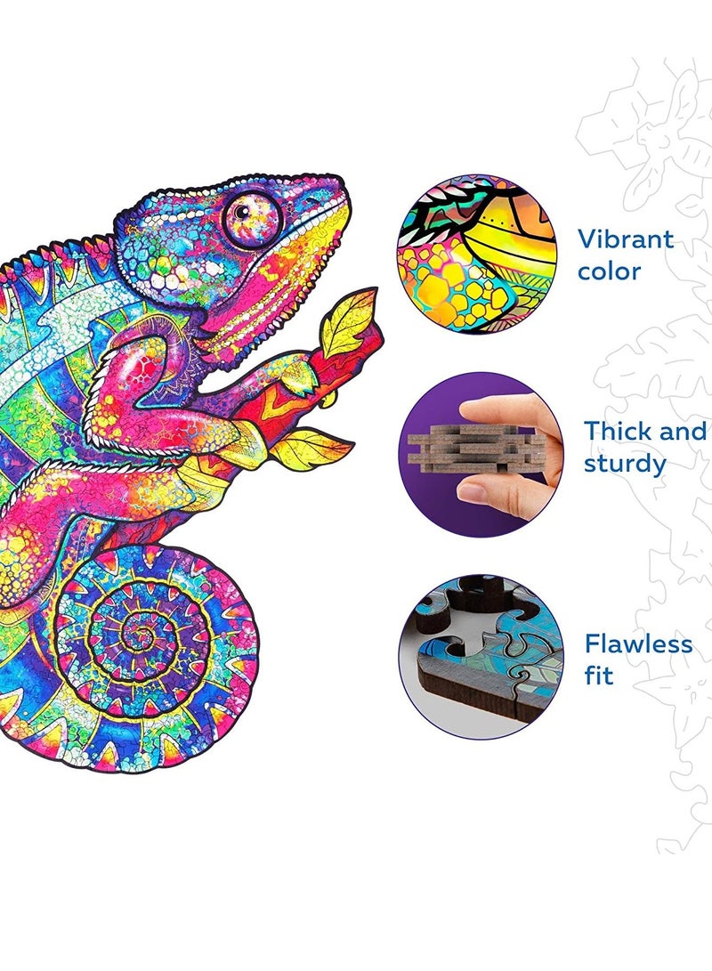 Original Wooden Jigsaw Puzzles - Iridescent Chameleon, Small 7.5