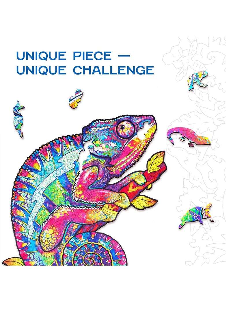Original Wooden Jigsaw Puzzles - Iridescent Chameleon, Small 7.5