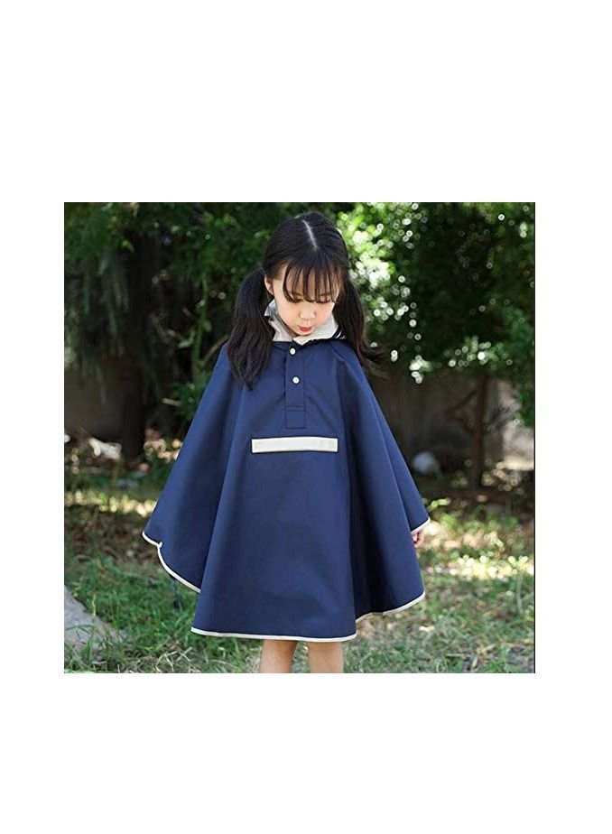 Rain Poncho Kid Raincoat Baby Hooded Waterproof Jacket Kids - Lightweight Reusable Rainwear for (Navy Blue)