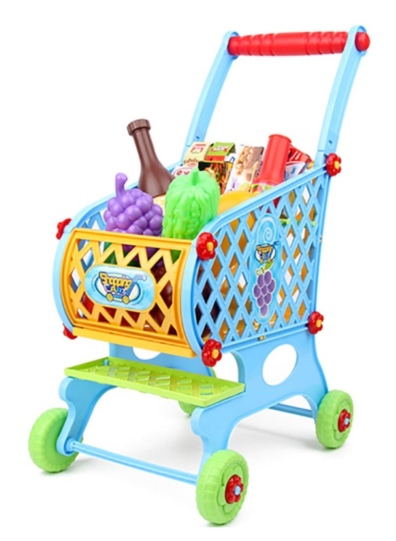 Big Size Kids Favourite Food Shopping Cart Trolley Set Toy