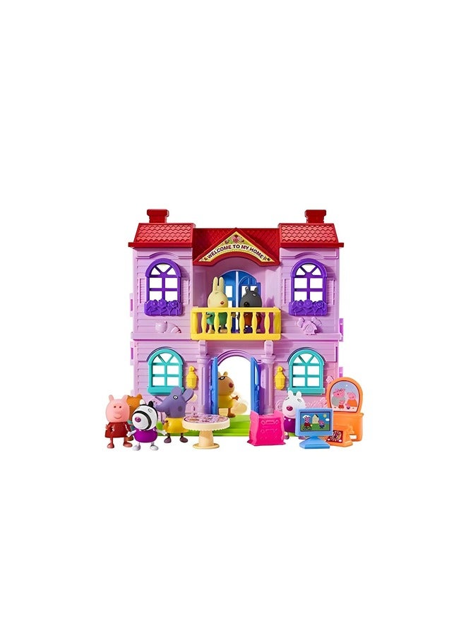 Beautiful Villa Big House with 8 Figurines Toy Multicolor