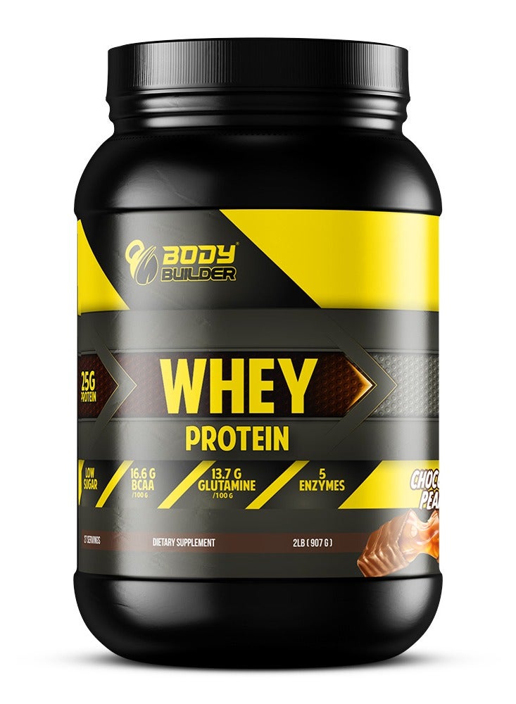 Body Builder whey protein - Chocolate Peanut- 2lb, Elite Whey Protein Blend for Optimal Muscle Growth and Recovery, Rich in BCAAs, Glutamine and Digestive Enzymes, perfect post workout fuel