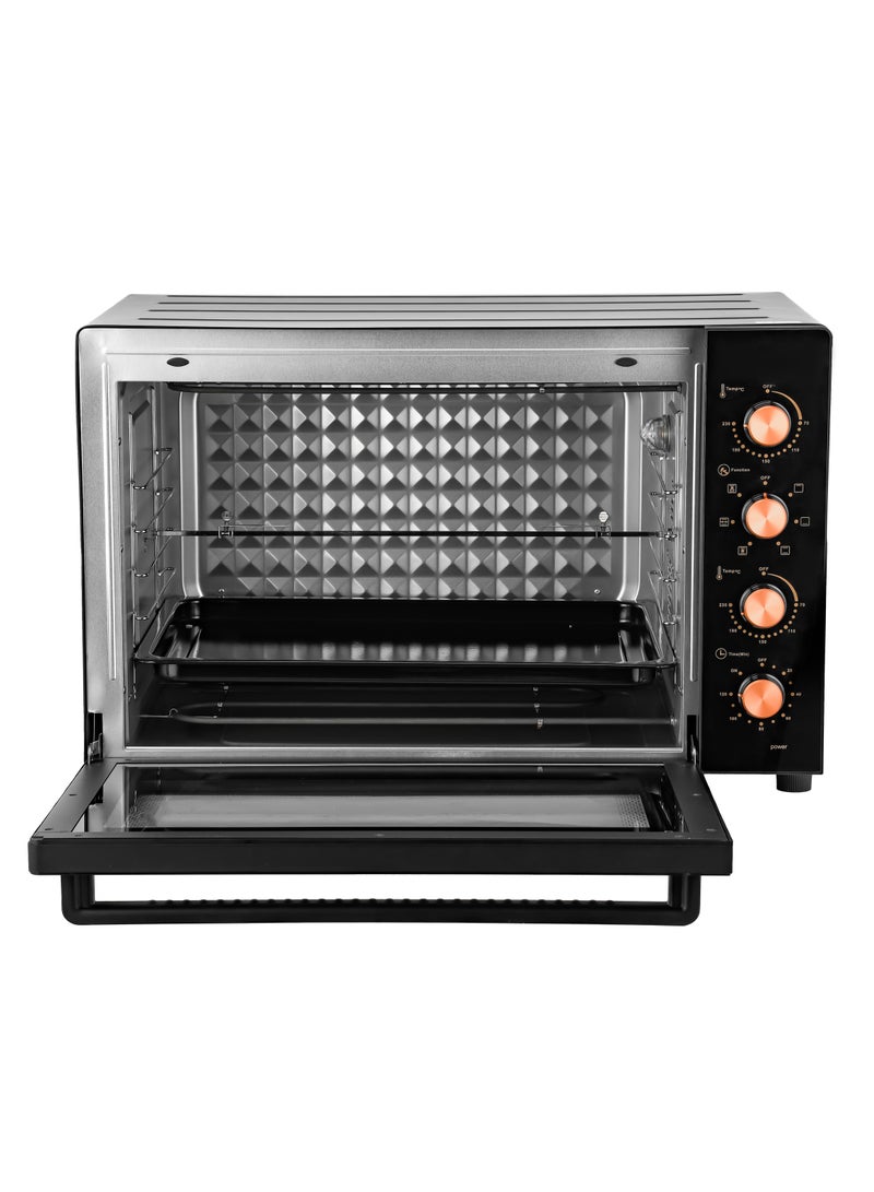 Multifunctional Oven With Rotisserie, Convection Functions and Inner Lamp| Easy to Use Control Knobs, 7 Stages Heating Selector, Adjustable Temperature 100 L 2800 W GO34059 Black