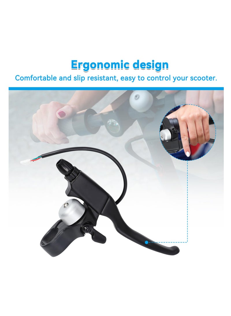 Electric Bike Brake Levers, Electric Scooter Handbrake Brake, Level Aluminum Alloy Bicycle Brake Handle Replacement with Bell Scooter Handbrake with Bell for Electric Bike, Lightweight Design