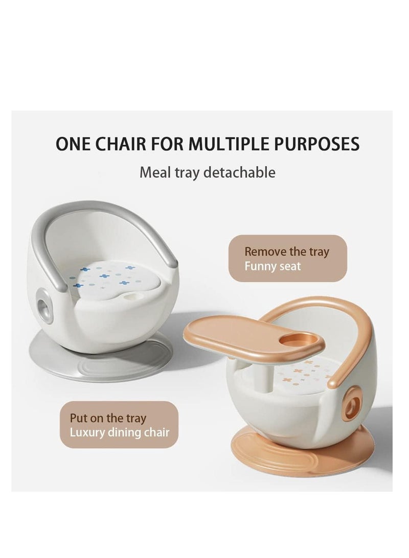 Portable Baby Dining Chair Baby Mini High Chair Multifunctional Baby Chair with Removable Meal Tray for Feeding Eating Playing 1-8 Years Baby Toddler Children Floor Seat (Silver)