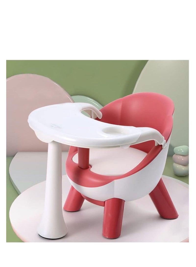 Baby Dining Chair Portable Baby Mini High Chair Multifunctional Baby Chair with Removable Tray for Feeding Eating Playing Beach Picnic Travel Garden 1-8 Years Baby Toddler Children Floor Chair (Red)