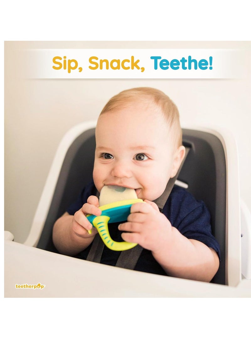 Fillable Freezable Teething Toys for Babies Fill Teether with Breast Milk Water & More 6-24 Months Blue Lime