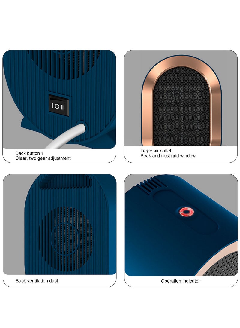 1200W Electric Fan Heater, Desktop Warm Air Blower Home Appliances (Blue)
