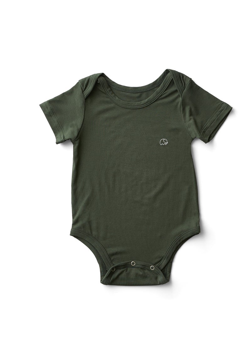 Organic Bamboo Spandex Bodysuit- Dark Green 6 to 12 months