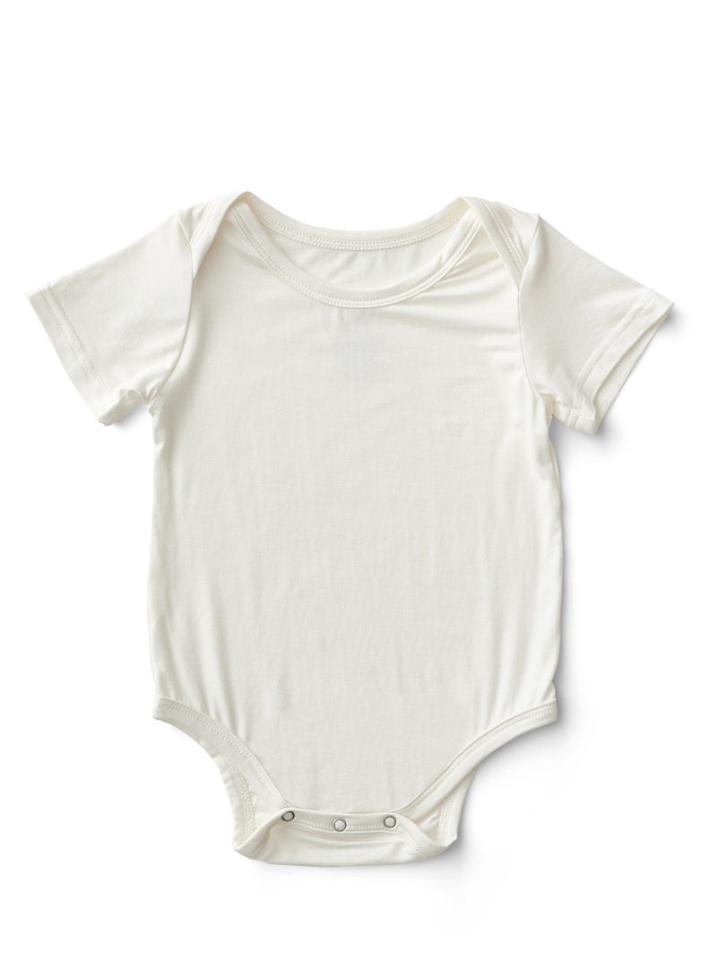 Organic Bamboo Spandex Bodysuit- White 3 to 6 months