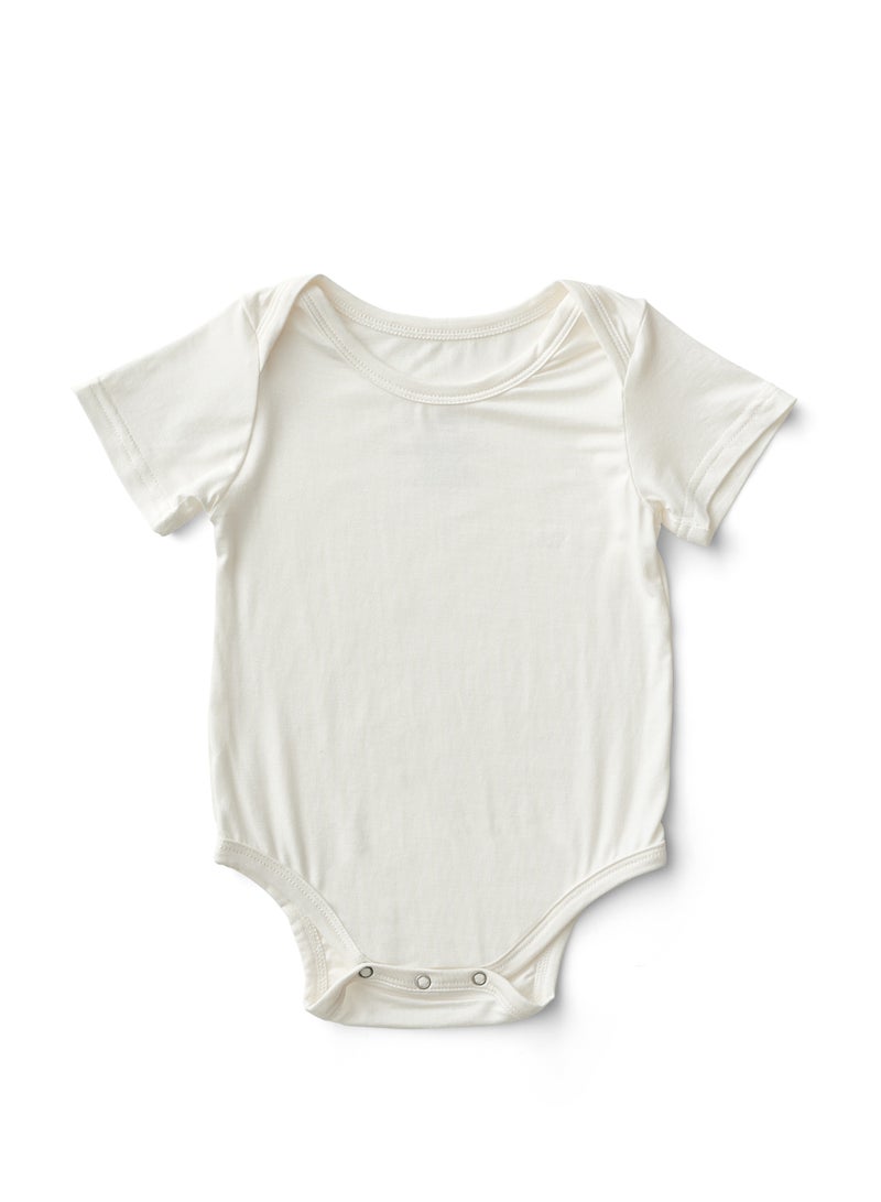 Organic Bamboo Spandex Bodysuit- White 0 to 3 months