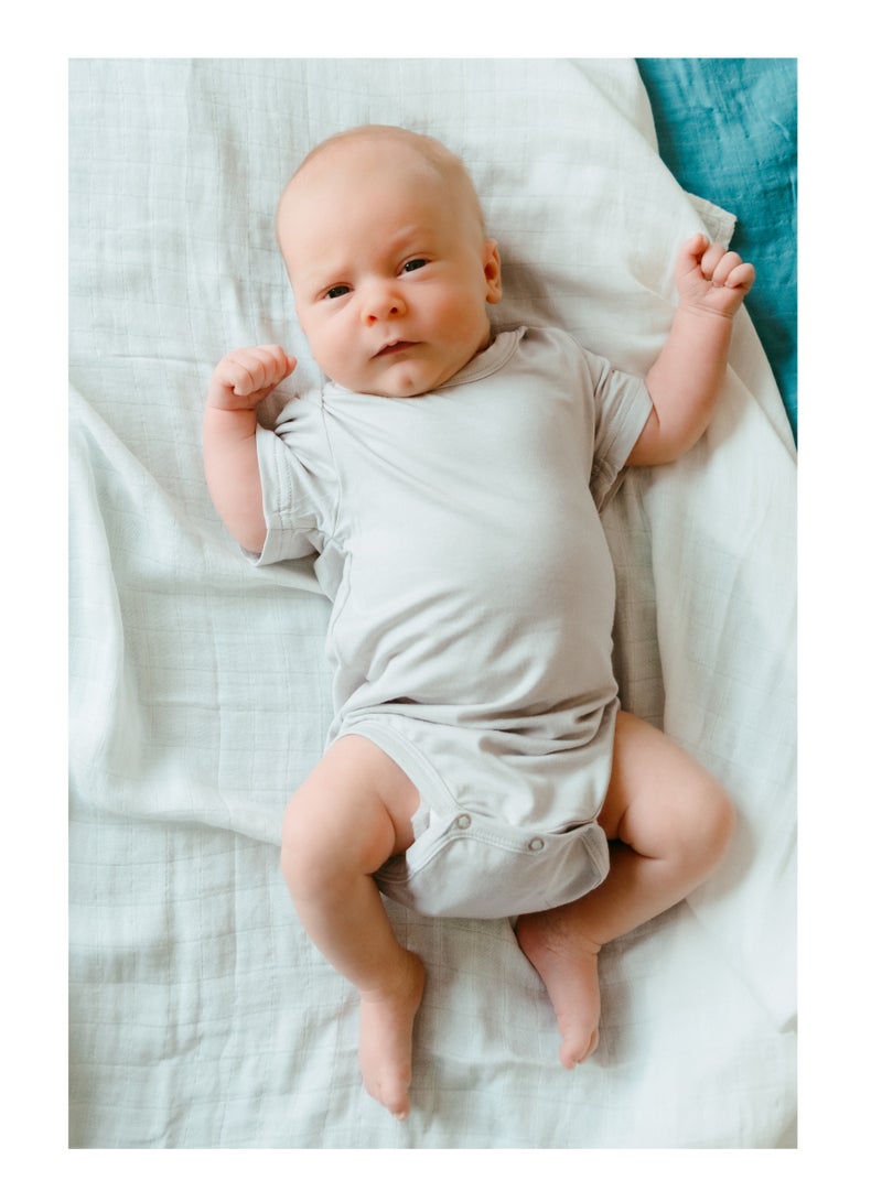 Organic Bamboo Spandex Bodysuit- White 0 to 3 months