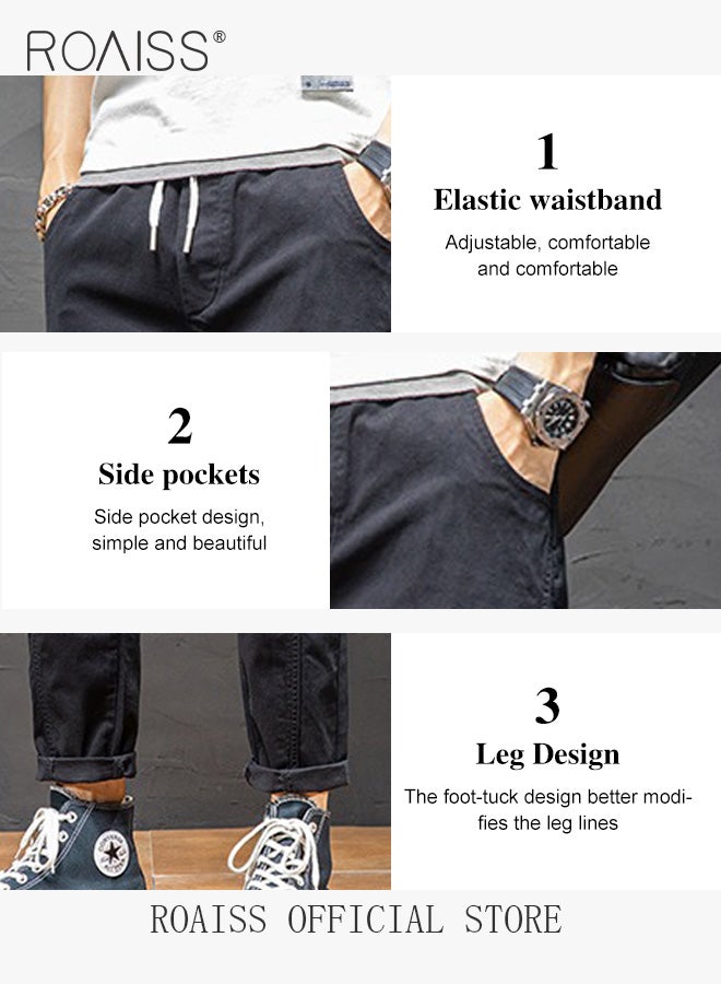 Men Fashionable and Comfortable Cotton Cargo Pants Loose Fit Joggers with Cuffed Ankles Ideal for Sports and Casual Wear