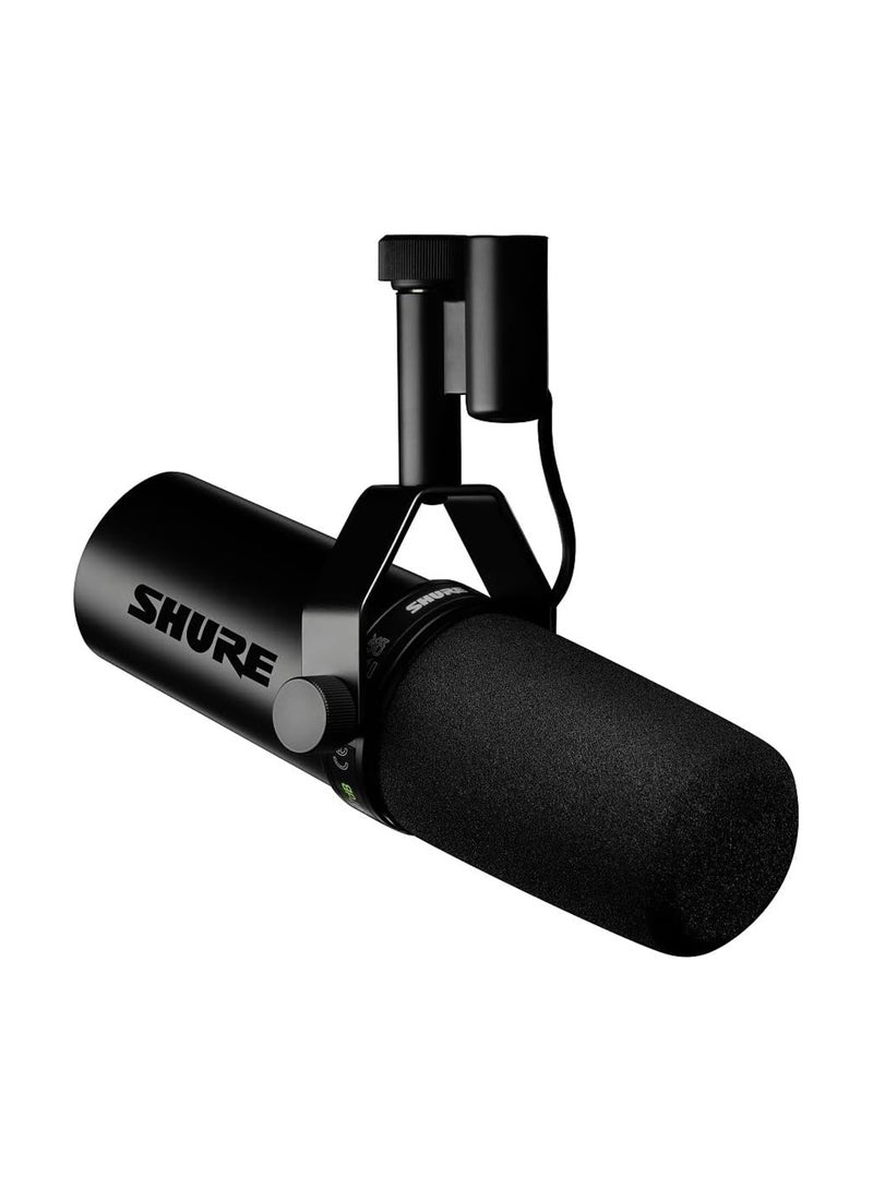 Dynamic Vocal Microphone W/Built-In Preamp For Streaming, Podcast, Recording, Wide-Range Frequency, Warm And Smooth Sound, Rugged Construction, Detachable Windscreen SM7DB Black