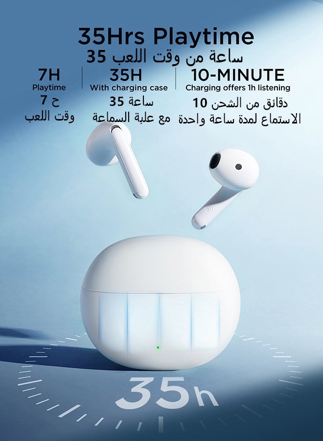 FB2 Bluetooth 5.3 Headphones 65ms Low Latency IPX5 Waterproof DNS Call Enhancement Instant Flash Charge Hifi True Wireless Earbuds Suitable for Men Women Earphones with Charging Box White