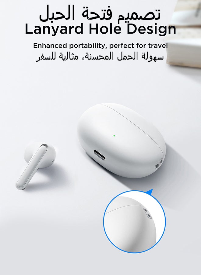 FB2 Bluetooth 5.3 Headphones 65ms Low Latency IPX5 Waterproof DNS Call Enhancement Instant Flash Charge Hifi True Wireless Earbuds Suitable for Men Women Earphones with Charging Box White