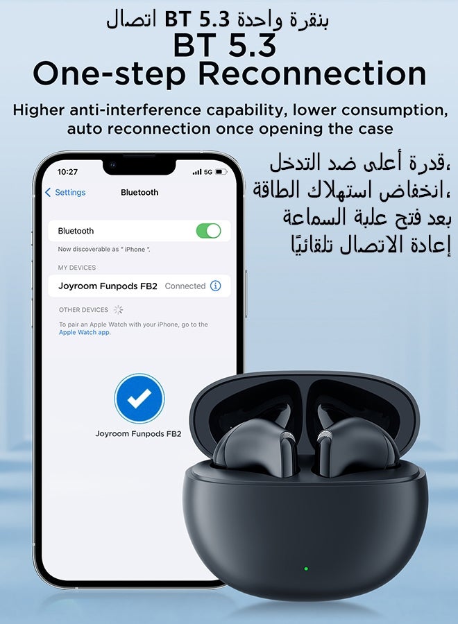 FB2 Bluetooth 5.3 Headphones 65ms Low Latency IPX5 Waterproof DNS Call Enhancement Instant Flash Charge Hifi True Wireless Earbuds Suitable for Men Women Earphones with Charging Box Black