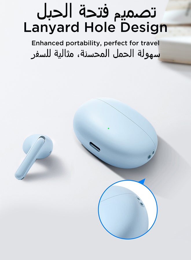 FB2 Bluetooth 5.3 Headphones 65ms Low Latency IPX5 Waterproof DNS Call Enhancement Instant Flash Charge Hifi True Wireless Earbuds Suitable for Men Women Earphones with Charging Box Blue