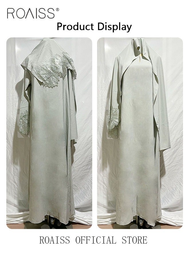 Women's Long-Sleeved Solid Dress Fashionable Dress with Large Flowing Hemline and High Waistline Elegant for Casual Outfits and Special Occasions Soft Red Light Green