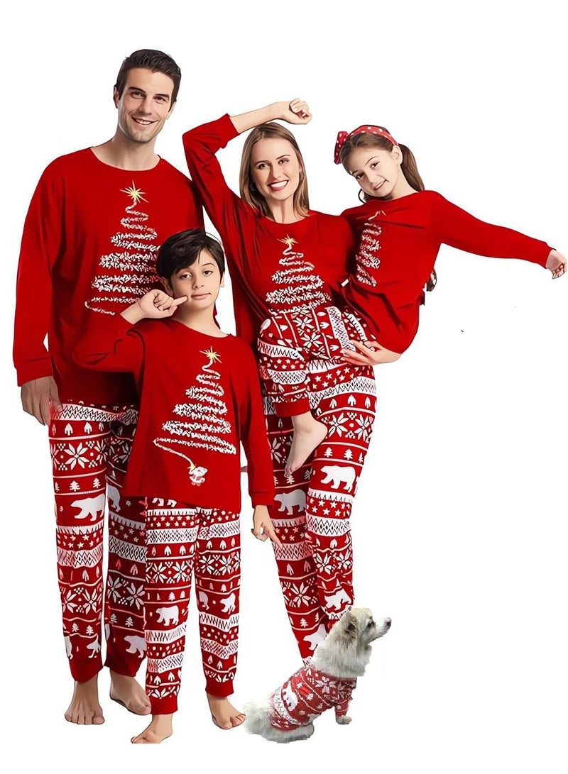 Children's Family Matching Pajamas Holiday Matching Clothing Long-Sleeved Parent-Child Pajamas for Home Suitable for Women Men Children and Pets (Men)