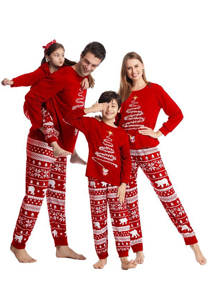 Children's Family Matching Pajamas Holiday Matching Clothing Long-Sleeved Parent-Child Pajamas for Home Suitable for Women Men Children and Pets (Men)