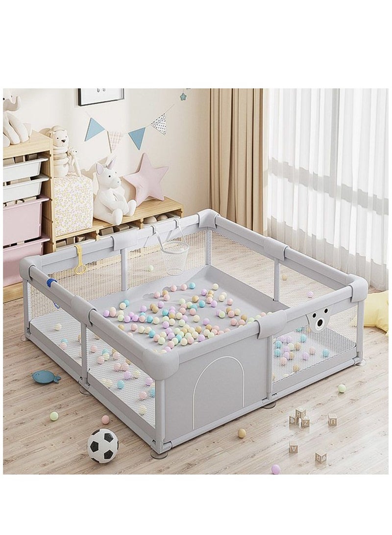 Baby Playpen Baby Playard, Playpen for Babies and Toddlers with Gate, 150*180 CM Baby Fence, Sturdy Safety Playpen, Indoor & Outdoor Kids Activity Center