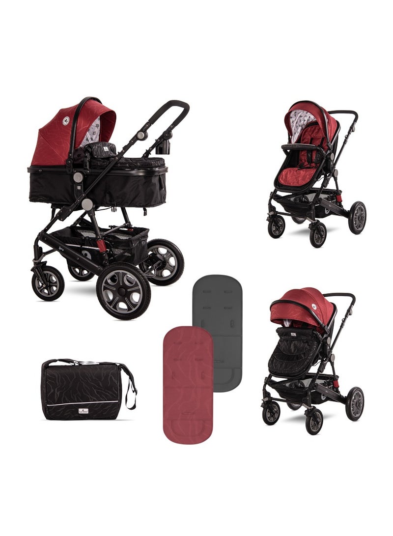 Baby Stroller Lora Luxe Red Elephants + Mama Bag