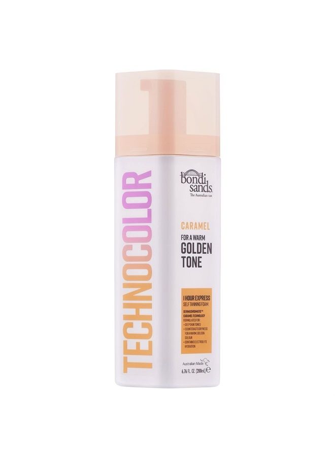 Technocolor Caramel 1 Hour Express Self Tanning Foam|Best for Deep Skin Tones Looking to Achieve a Warm, Golden Toned Glow|6.76 fl. oz.