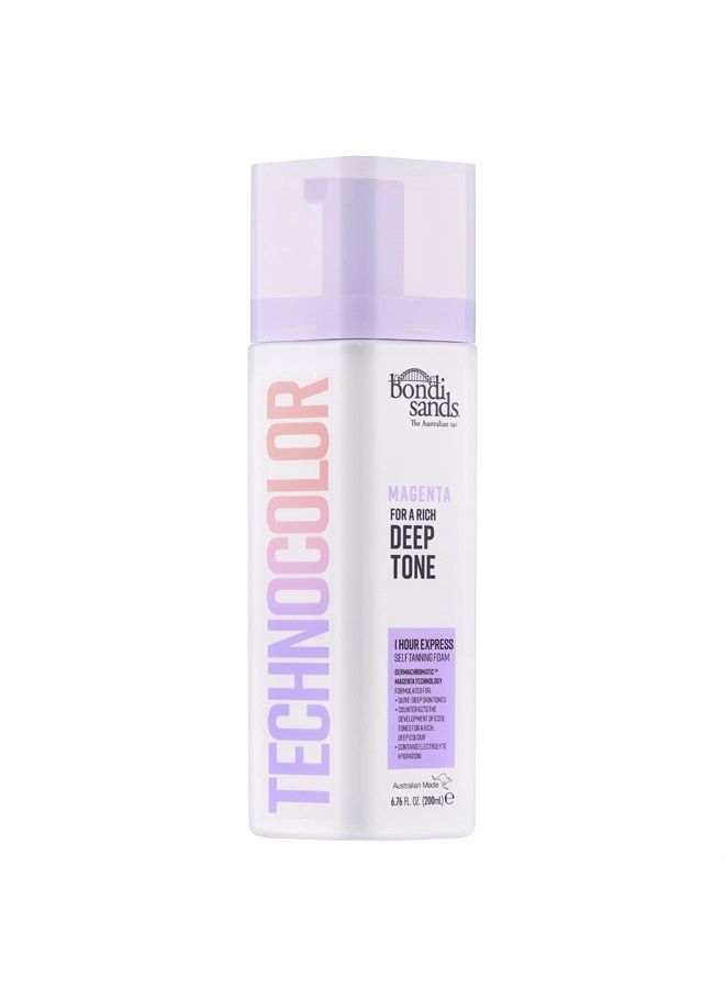 Technocolor Magenta 1 Hour Express Self Tanning Foam, Best for Olive to Deep Skin Tones Looking for a Rich, Deep Toned Tan, 6.76 fl. oz.