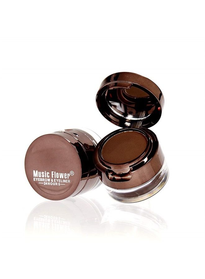 Gel Eyeliner Eyebrow Powder, Black and Brown Waterproof Smudgeproof Long Lasting Makeup Eyeliner Gel with Brush Mirror, 0.49 Ounce, Pack of 2