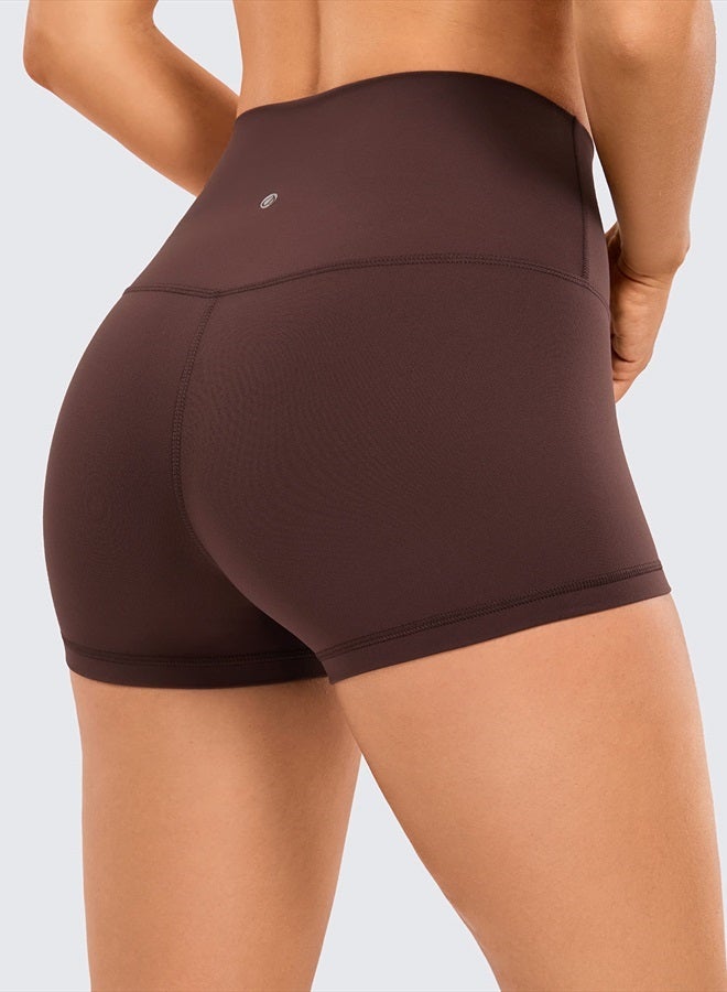 Womens Butterluxe Biker Shorts 2.5 Inches - High Waisted Yoga Workout Running Volleyball Spandex Booty Shorts Taupe X-Large