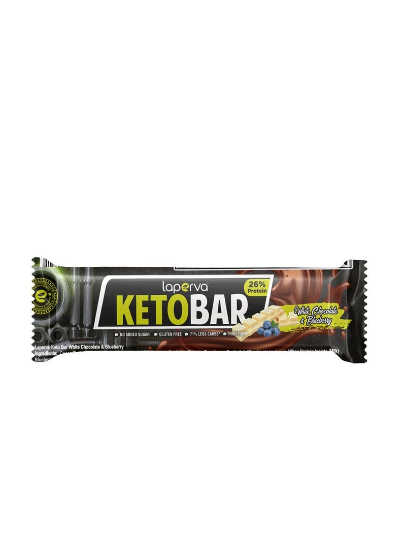 Laperva Keto Bar - White Chocolate & Blueberry, Low Carb, High Fiber, Vegetarian, Athletes, Gluten-free, No Added Sugar, No Trans Fat, No Palm Oil, No Artificial Color, Box of 20 Bars -35gmx20Pieces