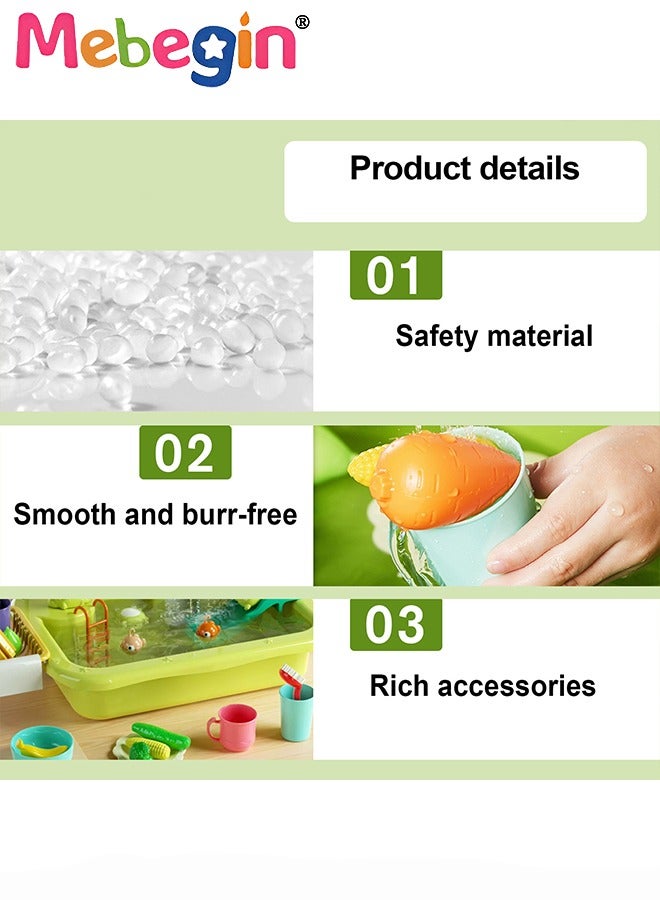 Play Sink with Running Water, Kitchen Sink Toys with Upgraded Electric Faucet, Play Kitchen Toy Accessories, Pool Floating Fishing Toys for Water Play, Kids Role Play Dishwasher Toy
