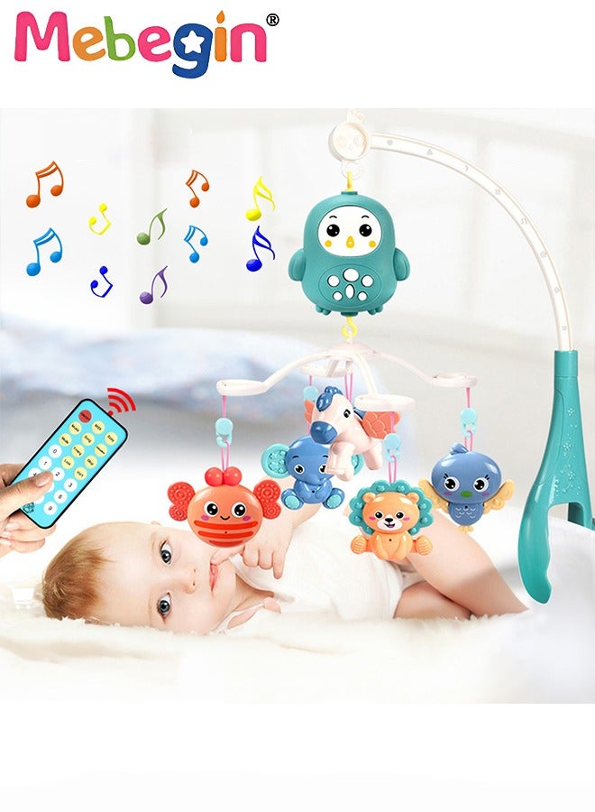 Baby Crib Mobile with Music and Light, Universal Crib Attachment, Remote Control Bed Bell, Adorable Crib Hanging Toys, Multifunctional Hanging Toys, Ideal Nursery Toy for Babies