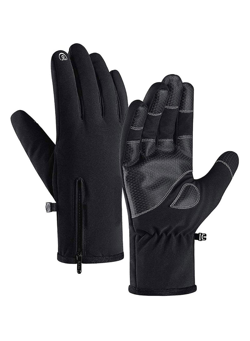 Cycling Gloves Bicycling Anti Slip Shock Absorbing Men Women Winter Three Fingers Touch-Screen Fleece 100% Waterproof -30℉ Warm Windproof XL