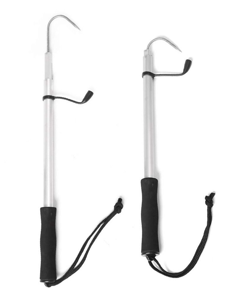 Fishing Spear Hook Tackle Fish Landing Gaff, Folding 2 Section Extendable Telescopic Pole Handle