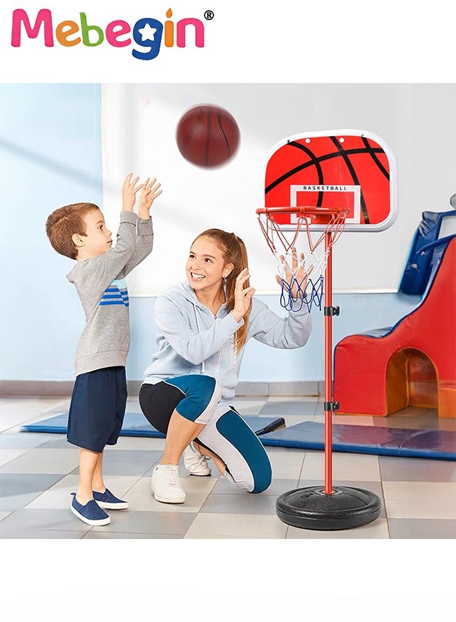 Kids Basketball Hoop with Adjustable Height, Basketball Toy Set with 16*16cm Basketball, Fun Parent-child Interactive Game, Easy to Assemble and Carry, No Restrictions on Use Scenarios