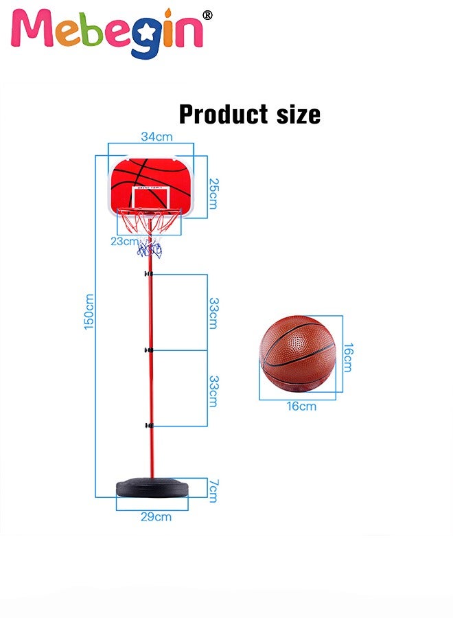 Kids Basketball Hoop with Adjustable Height, Basketball Toy Set with 16*16cm Basketball, Fun Parent-child Interactive Game, Easy to Assemble and Carry, No Restrictions on Use Scenarios