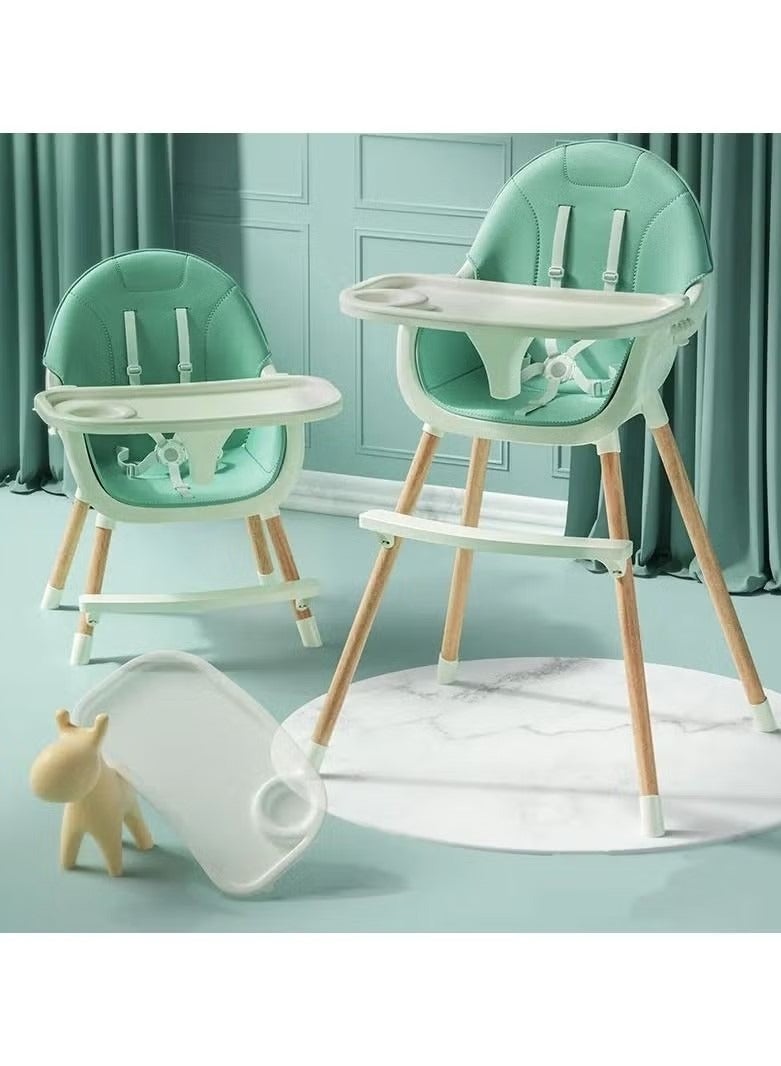 Baby High Chair Wooden Baby Feeding Highchair with Removable Tray and Adjustable Legs,3-in-1 Infant Highchair