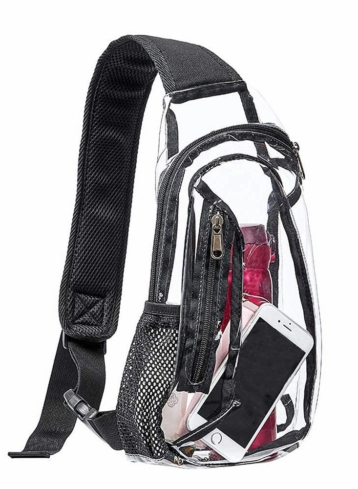 Clear Sling Bag, Sport Travel Crossbody Chest Transparent Casual Daypack for Women & Men, Perfect Hiking, Stadium or Concerts