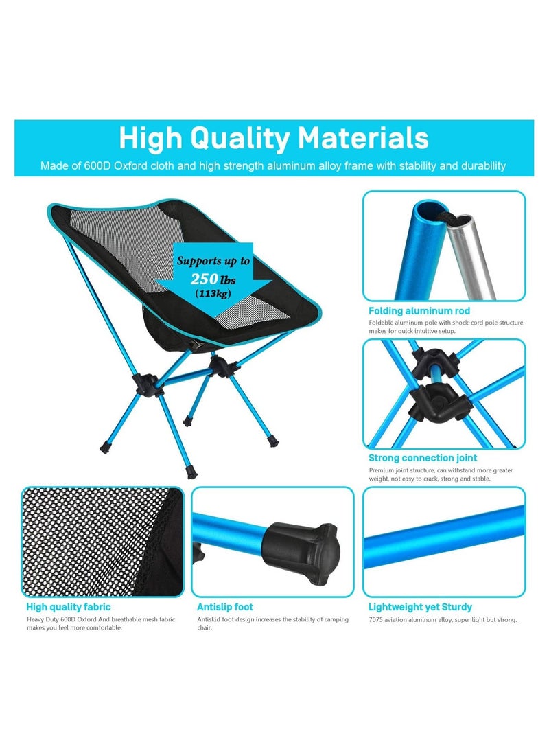 Camping Chairs, 1 Pack Ultralight Portable Compact Folding Beach Chairs Ergonomic Design Durable and Breathable Chair with Carry Bag for Outdoor Backpacking Hiking